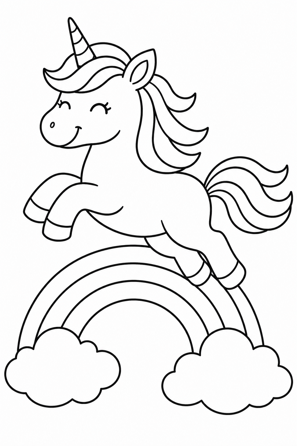 Unicorn Rainbow Coloring Page – Jumping Over the Rainbow
