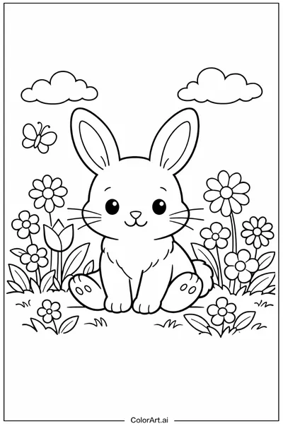 55 Páginas para Colorear de Conejitos Gratis