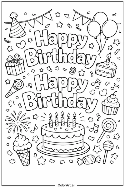 47 Páginas para Colorear de Feliz Cumpleaños Gratis