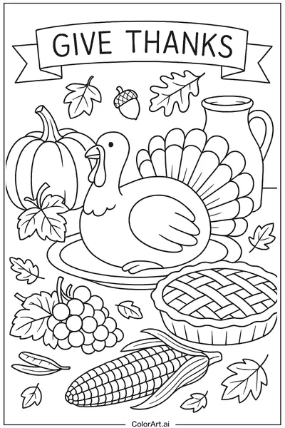 38 Páginas de Colorear Gratuitas de Acción de Gracias