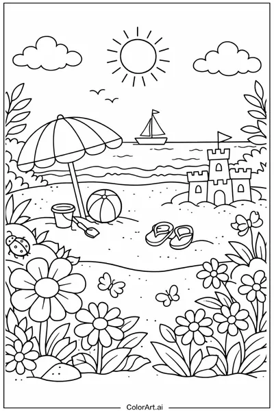 49 Páginas para Colorear de Playa Gratis
