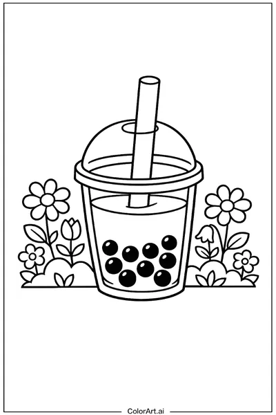 39 Páginas para Colorear de Té Boba Gratis