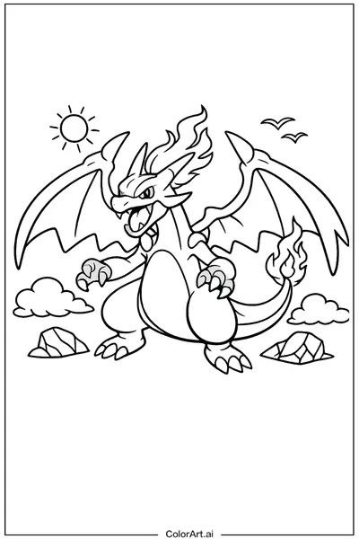 6 Páginas para Colorear de Charizard Gratis