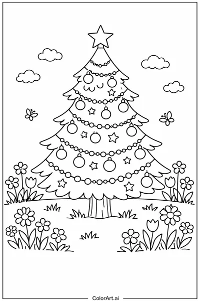 40 Páginas para Colorear de Árboles de Navidad Gratis