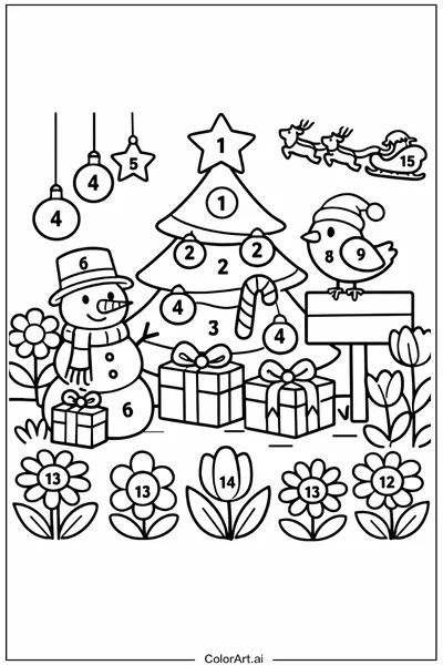 46 Páginas para Colorear de Navidad por Números Gratis