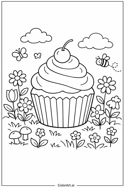 40 Páginas para Colorear de Cupcakes Gratis