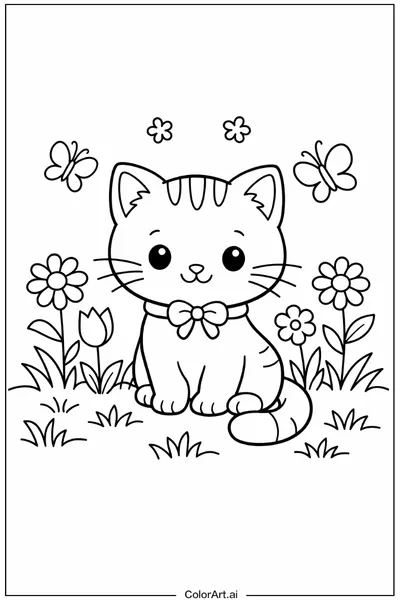 38 Páginas para Colorear de Gatos Lindos Gratis
