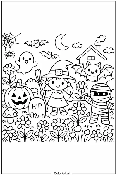 33 Páginas para Colorear de Halloween Lindas y Gratis