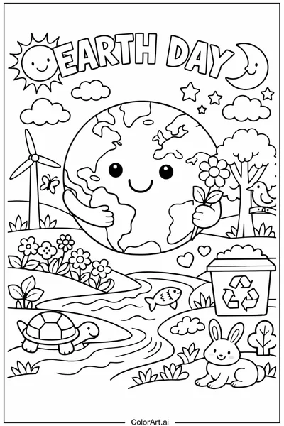 40 Páginas para Colorear del Día de la Tierra Gratis