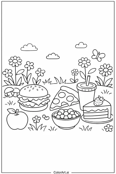 39 Páginas para Colorear de Comida Gratis