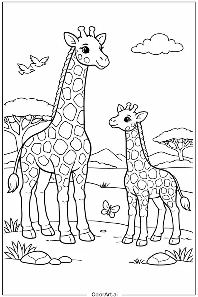 38 Páginas para Colorear de Jirafas Gratis