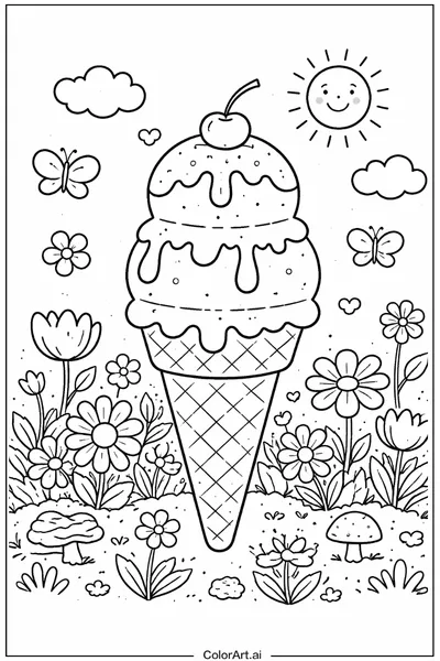 38 Páginas para Colorear de Helados Gratis