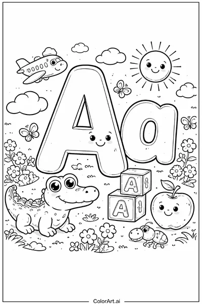 50 Páginas para Colorear de la letra A Gratis
