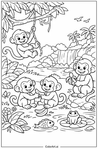 50 Páginas para Colorear Monos Gratis