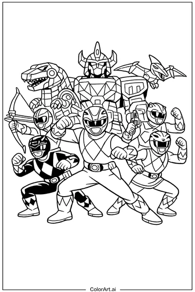 55 Páginas para Colorear de Power Rangers Gratis
