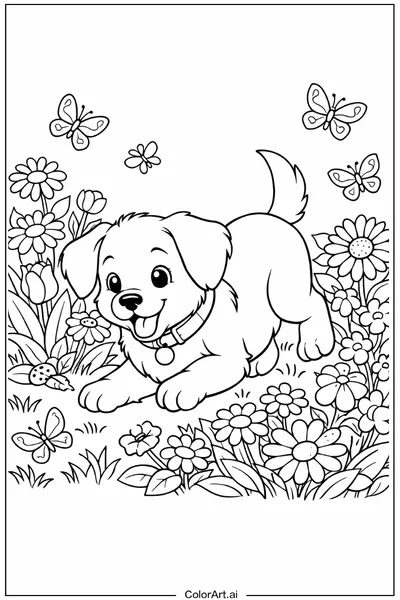 18 Páginas para Colorear de Perritos Gratis