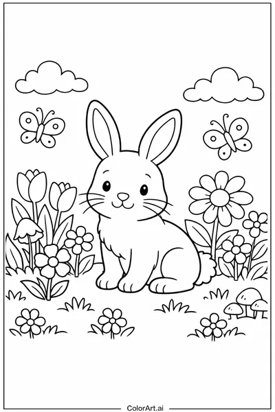 53 Páginas para Colorear de Conejos Gratis