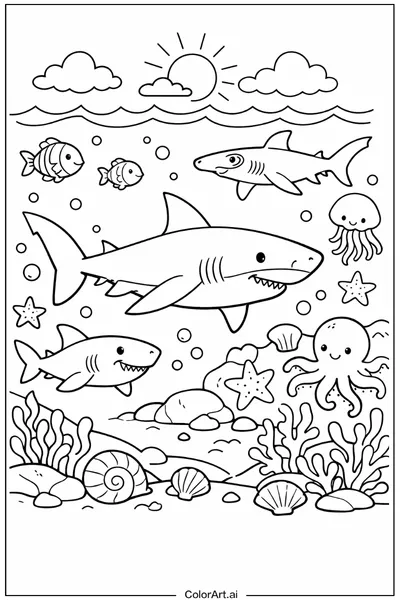 52 Páginas para Colorear de Animales Marinos Gratis