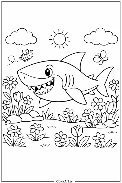 39 Páginas para Colorear de Tiburones Gratis