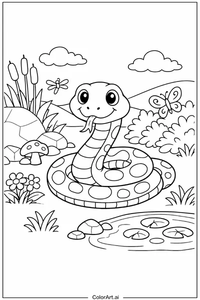 49 Páginas para Colorear de Serpientes Gratis