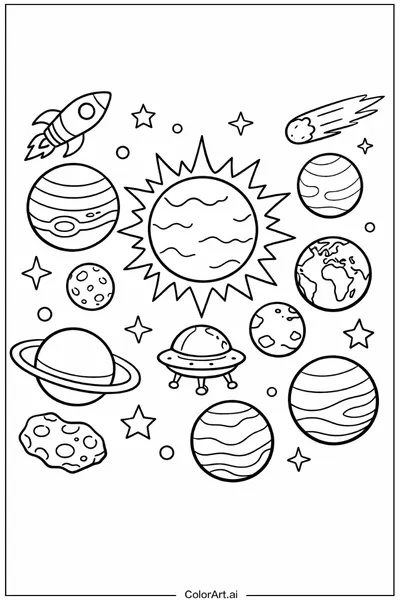 50 Páginas para Colorear del Sistema Solar Gratis