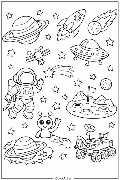 49 Páginas para Colorear del Espacio Gratis