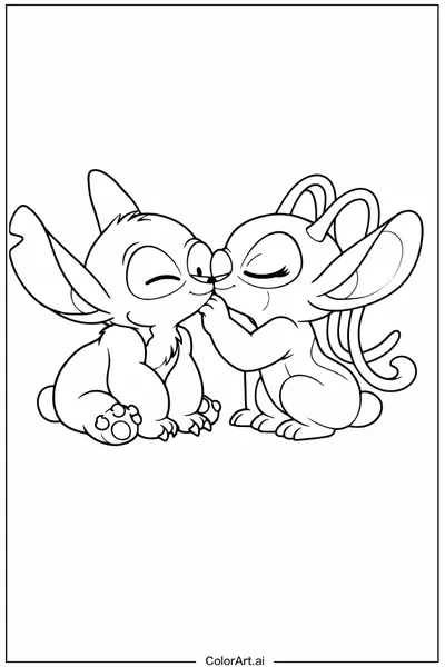 6 Páginas para Colorear de Stitch y Angel Gratis