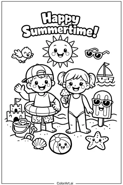 17 Páginas para Colorear de Verano Gratis