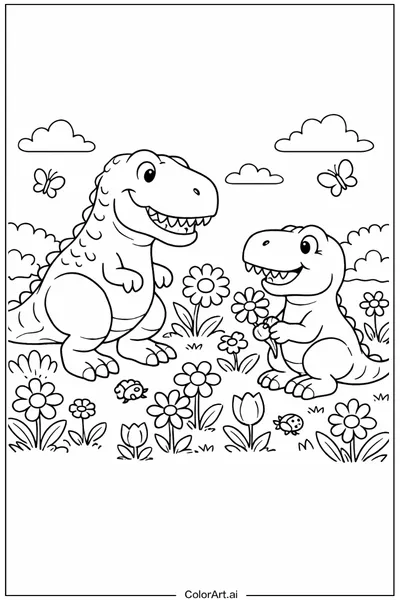55 Páginas para Colorear de Dinosaurios T-Rex Gratis