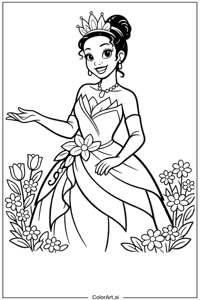 44 Páginas para Colorear de Tiana la Princesa Gratis