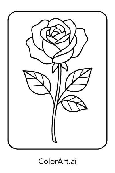 Página para Colorear de Una Rosa