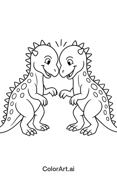 2 Páginas para Colorear de Dinosaurios Alegres  