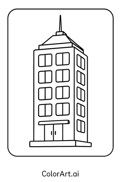 Página para colorear de siluetas de rascacielos  