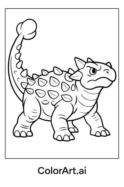 Una Página para Colorear de Dinosaurios Ankylosaurus