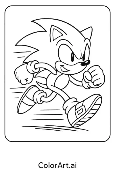 Una página de colorear de Sonic Corriendo Libre