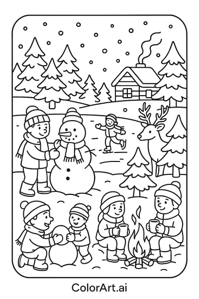 Una Página Para Colorear de Invierno Gratis