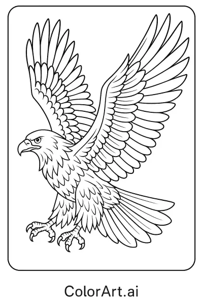 Página para colorear de un águila voladora  