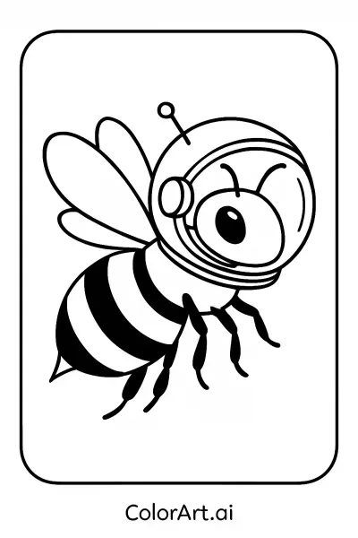 Página para colorear de una abeja astronauta  