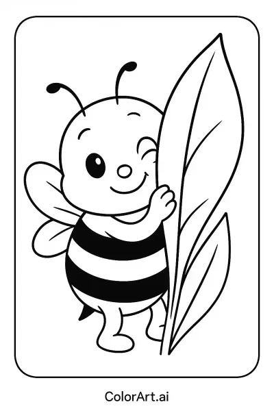 La página para colorear del feliz abejorro para pequeños artistas  