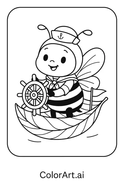 Página para colorear "Aventuras Alegres de una Abeja Pirata"