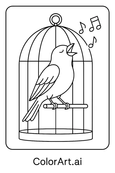 Página para colorear de un canario cantor  