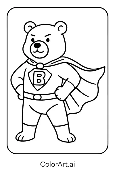 Página de colorear de un oso empoderado