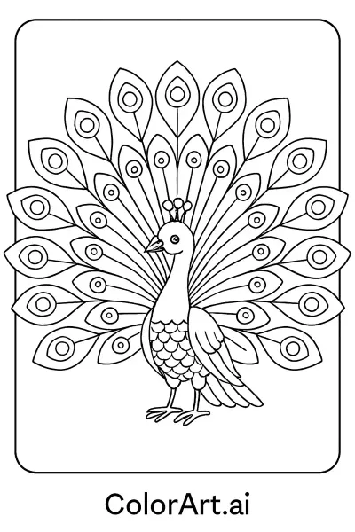 La Página para Colorear del Grácil Pavo Real