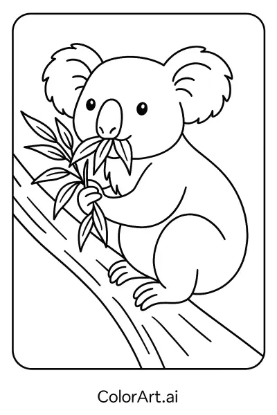Sueños de Eucalipto: La Página para Colorear del Koala  