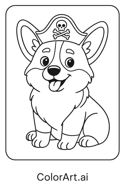 Embárcate en una Aventura de Colorear con un Adorable Corgi