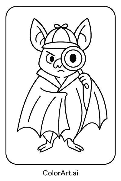 La Página para Colorear del Murciélago Detective para Mentes Creativas  