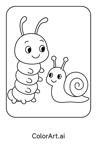 Páginas para Colorear Gratis de Oruga y Caracol