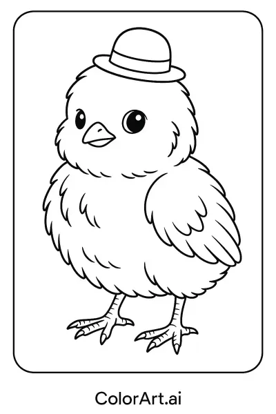 Página para Colorear de un Pollito Súper Lindo  