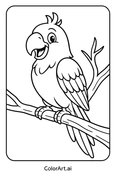 ## Página de Colorear: Paraíso de Alegres Pájaros Tropicales y Loros