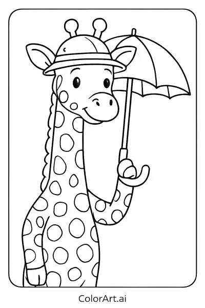 Página para Colorear de la Encantadora Jirafa  
